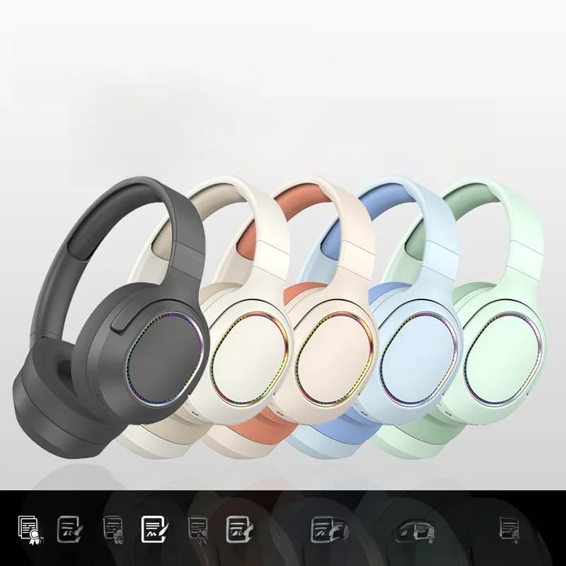 Бездротові накладні Bluetooth-навушники зі світлодіодами та FM-радіо