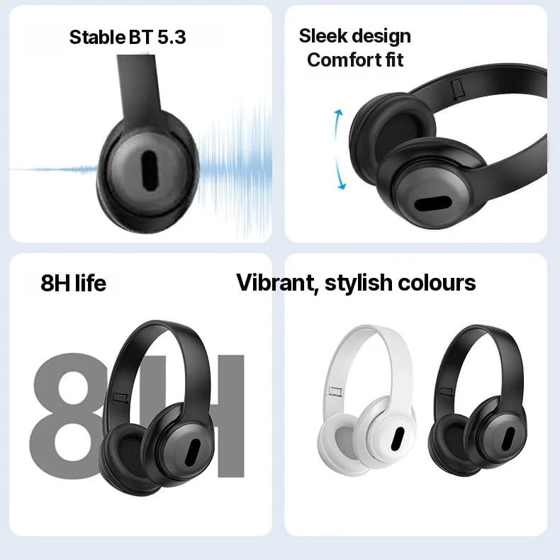 Бездротові накладні Bluetooth-навушники з FM-радіо та слотом для TF-карти
