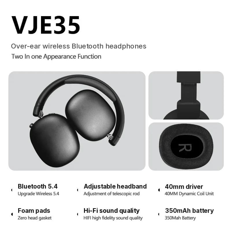 Бездротові накладні Bluetooth-навушники з FM-радіо та слотом для TF-карти