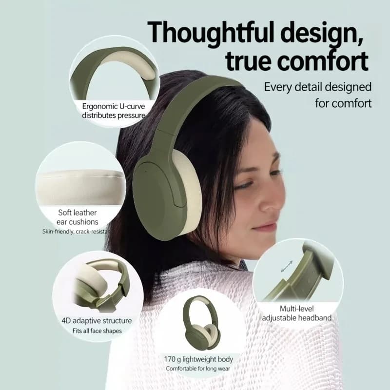 Бездротові накладні Bluetooth-навушники з FM-радіо та довгим часом роботи