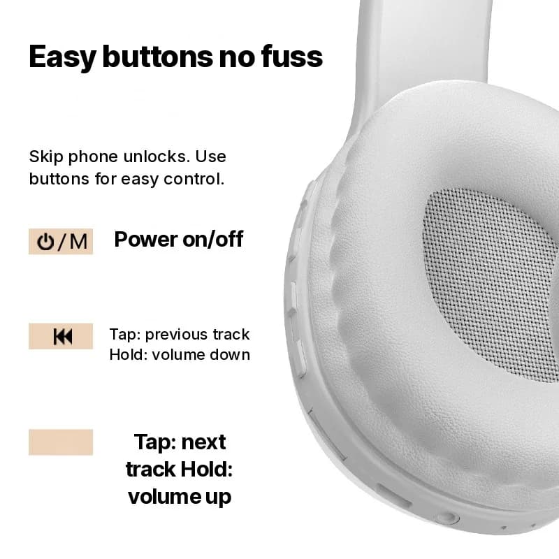 Накладні Bluetooth-навушники зі слотом для TF-карти та входом AUX