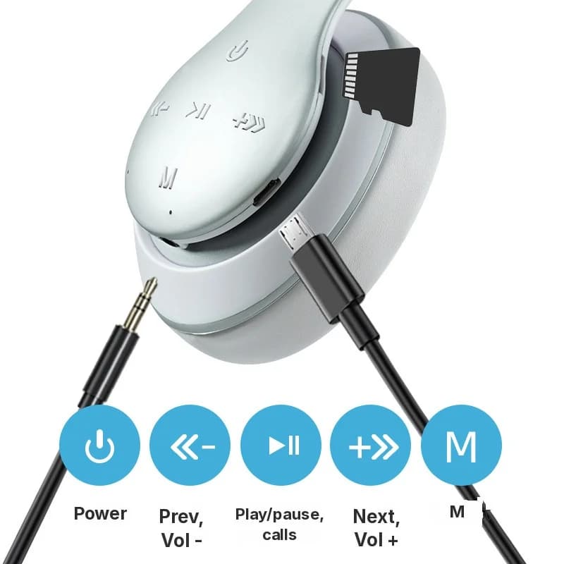 Бездротові Bluetooth-навушники накладного типу з тривалим часом роботи