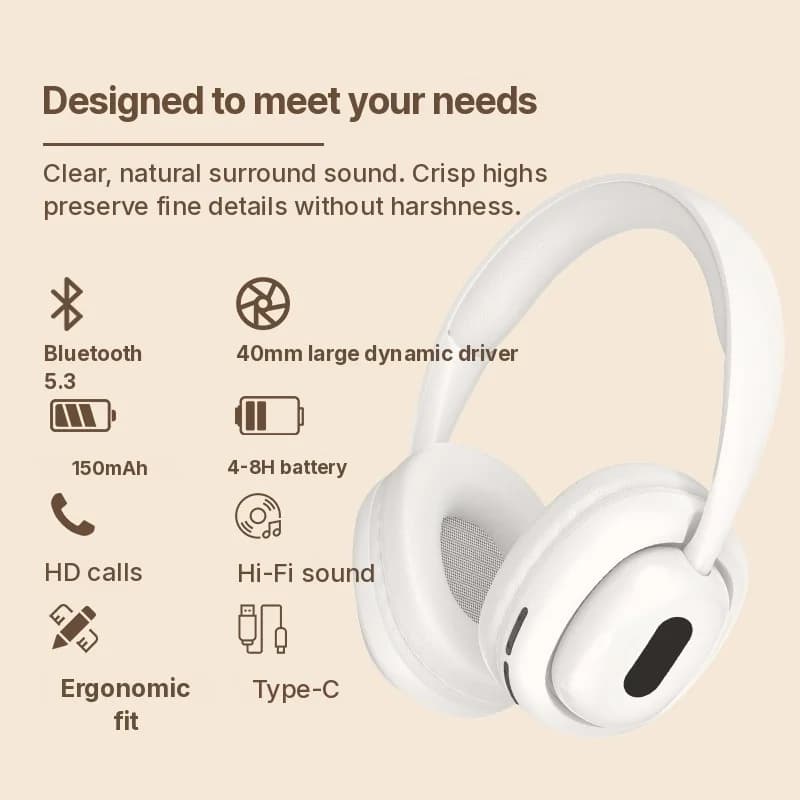 Накладні Bluetooth навушники з FM-радіо та слотом для TF-карти