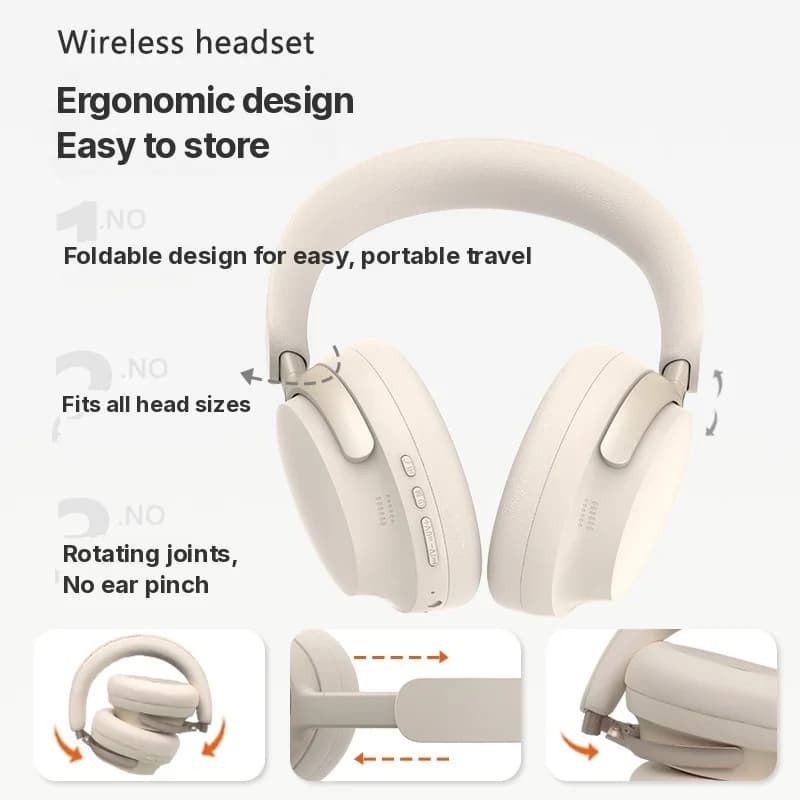 Бездротові накладні Bluetooth-навушники з заряджанням Type-C та стереозвуком